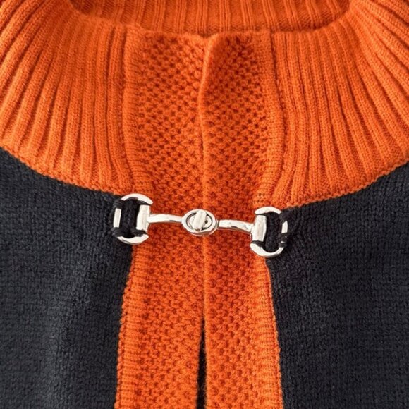 “Don't Reign Me In” Cardigan Black/Rust White Horse Silhouette Horse Bit Closure - Picture 5 of 9